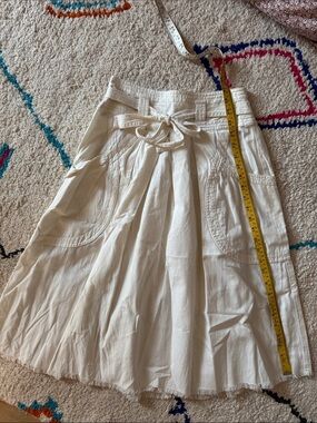 Ulla Johnson Cream Tie-Waist A-Line Skirt